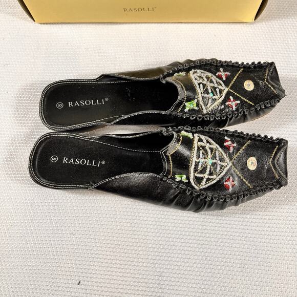 Vintage Rasolli Woman’s Size 8 Slip On‎ Black Leather Office Casual Flats - Picture 2 of 13